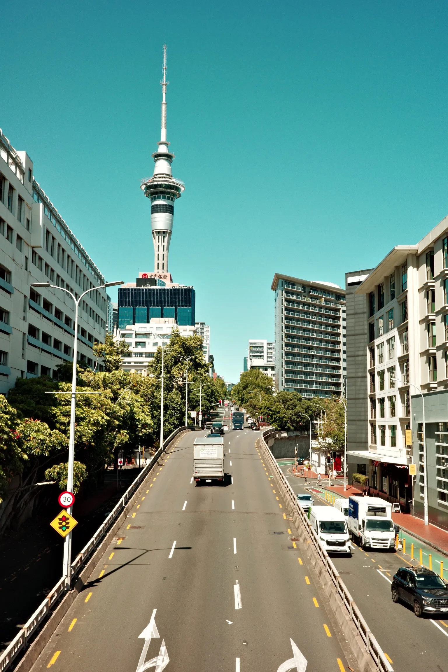 Photo of the Auckland Sky Tower from the Auckland Waterfront