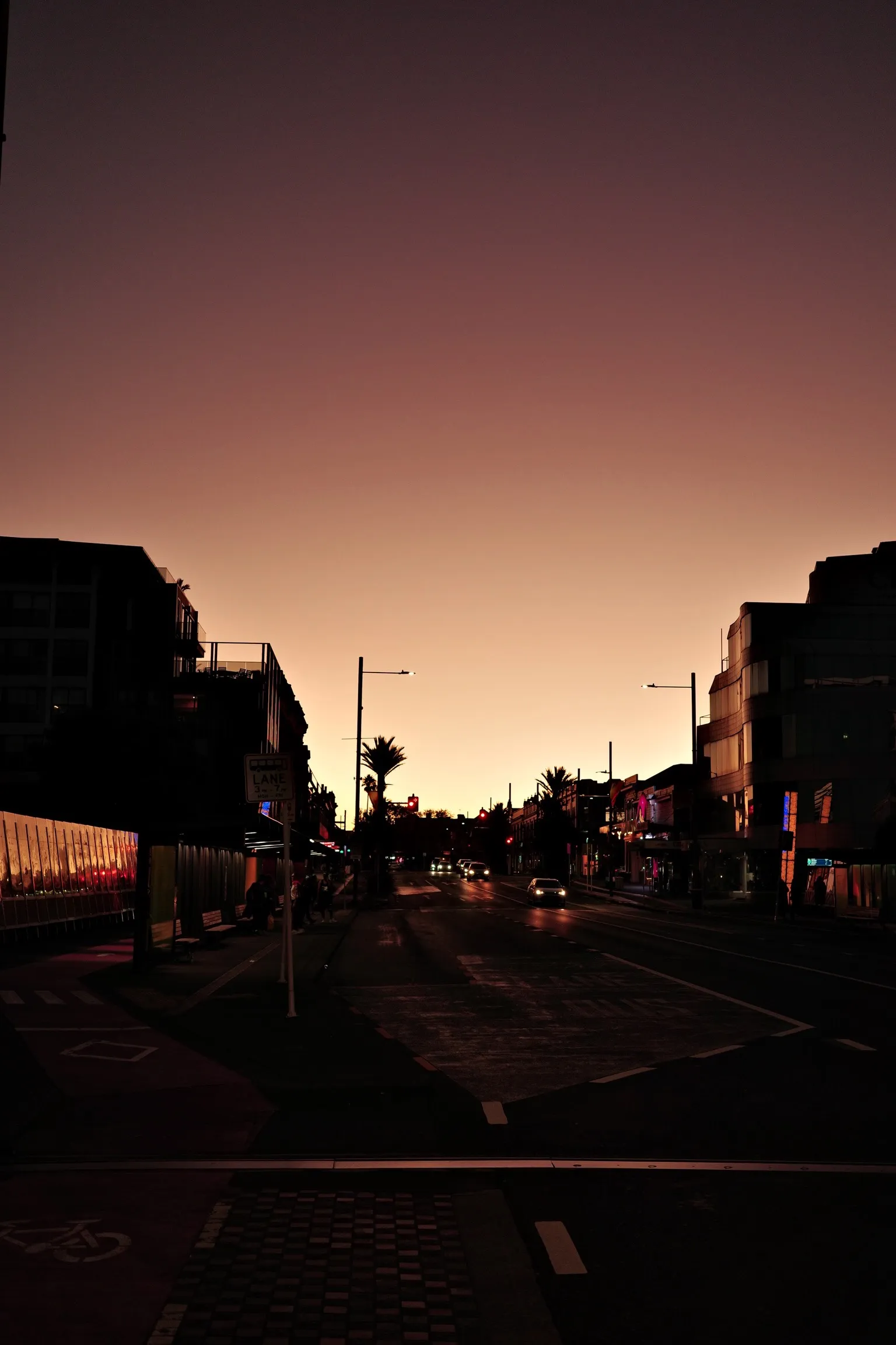 Photo down Karangahape Road at Sunset