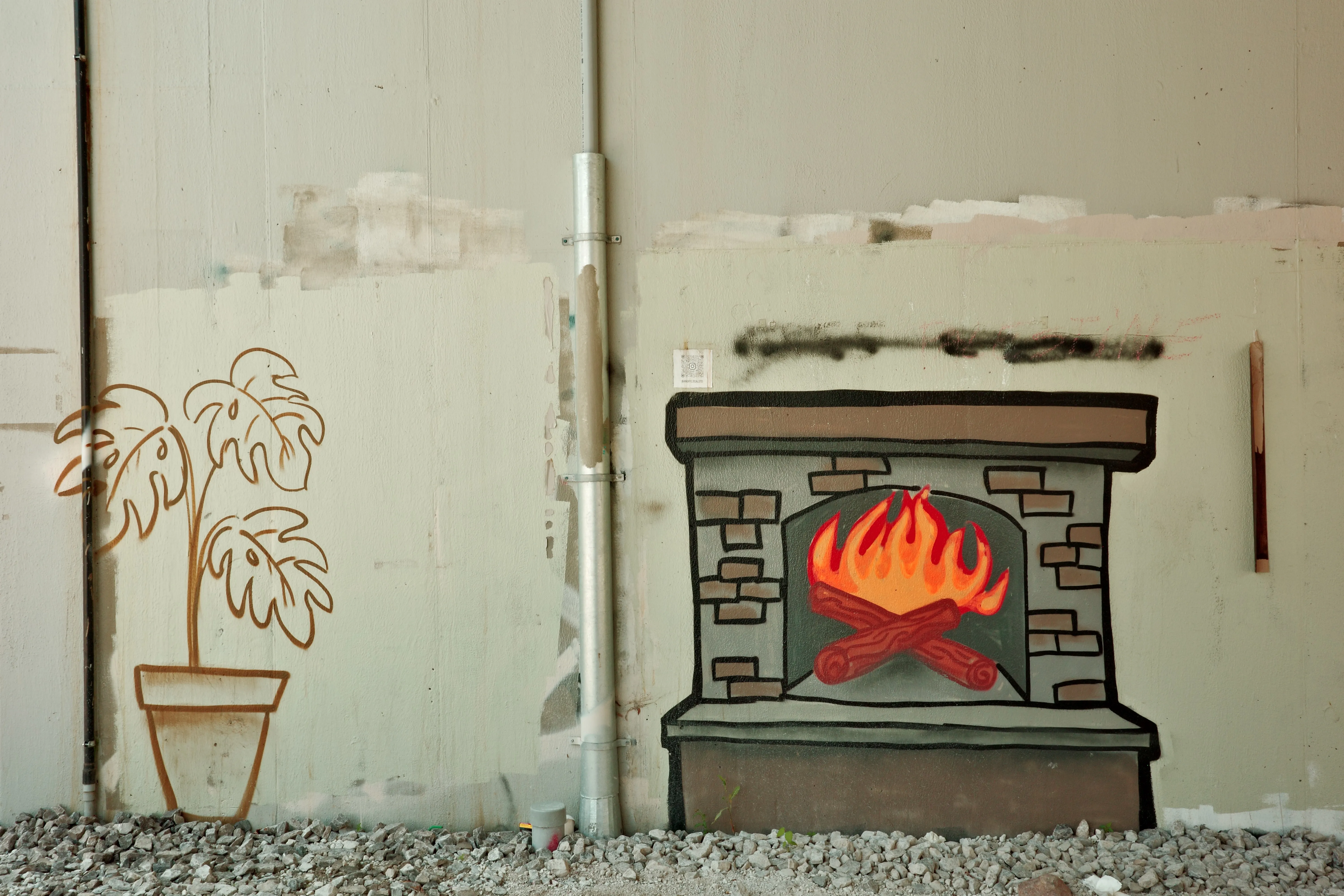 Photo of fireplace graffiti